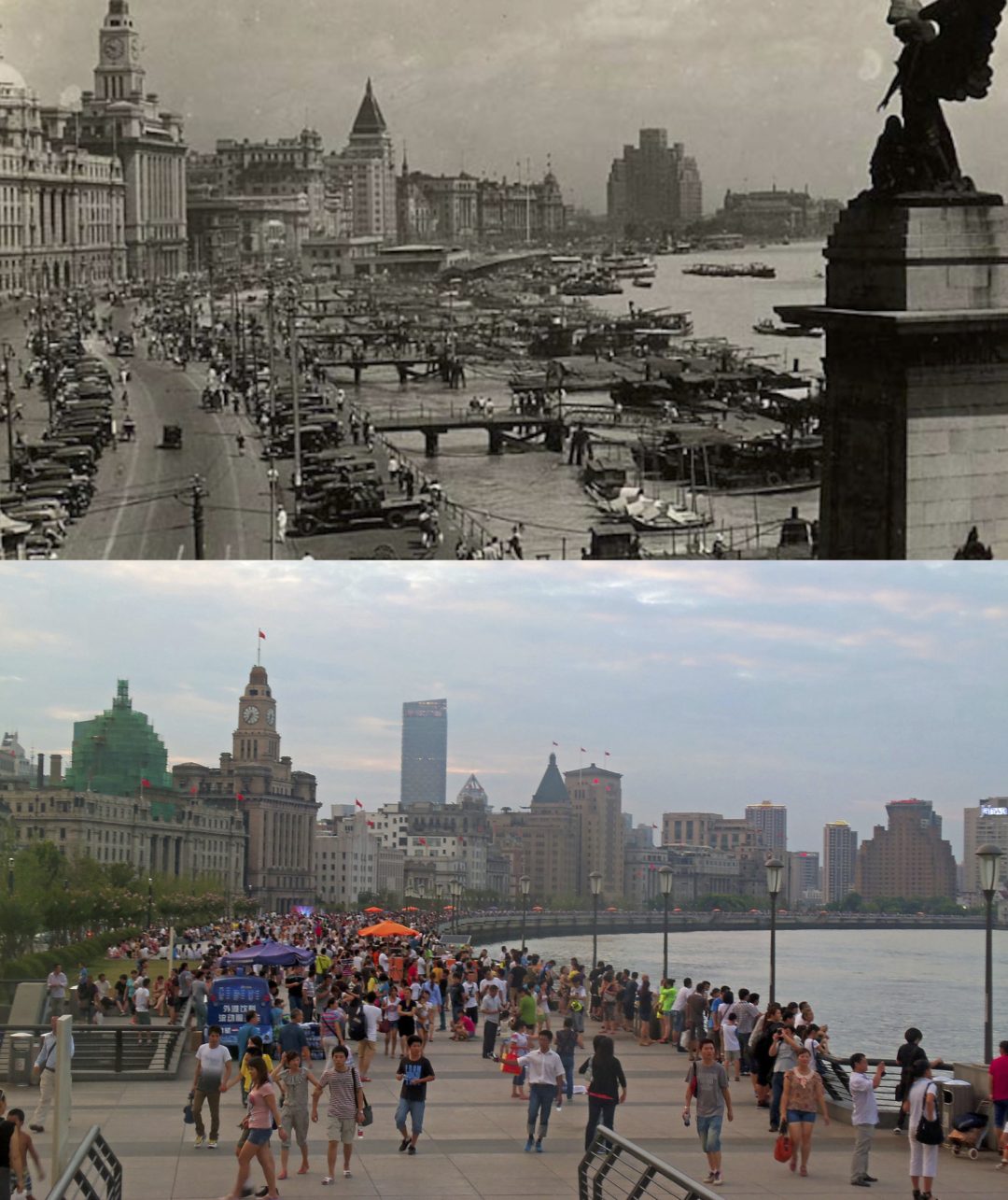 Fig. 7 Shanghai Bund 1924 and 2013 | Ragazine